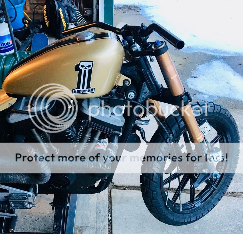 Sportster Street Tracker GSXR Fork Swap!