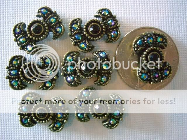 2 Hole Slider Beads Wings Aqua Made with Swarovski Elements #7
